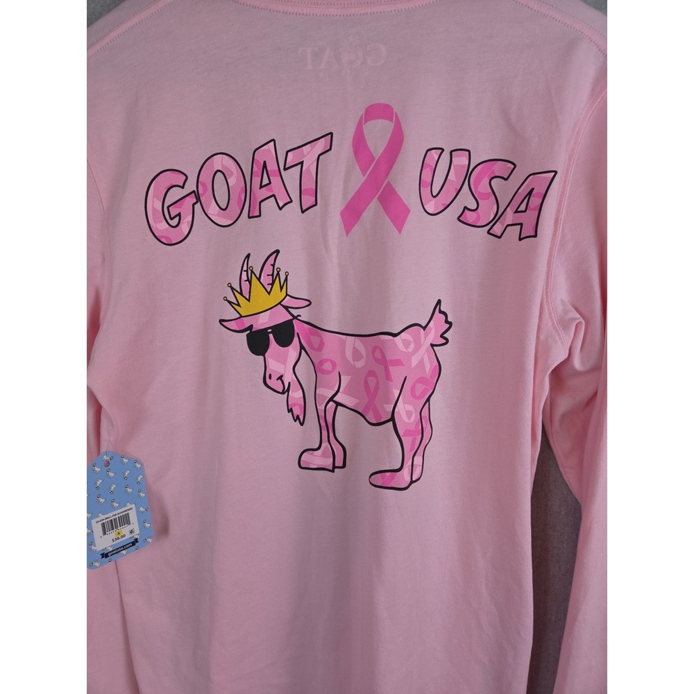 GOAT USA Breast Cancer Awareness Long Sleeve Tee Shirt Pink Womens Small NEW